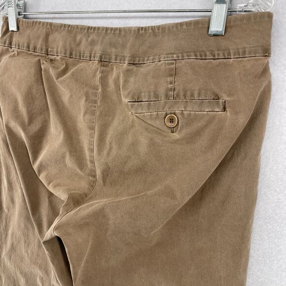 EILEEN FISHER Pants 10 Stretch Cotton Twill Tapered Ankle Front Zip Brown - Picture 8 of 14